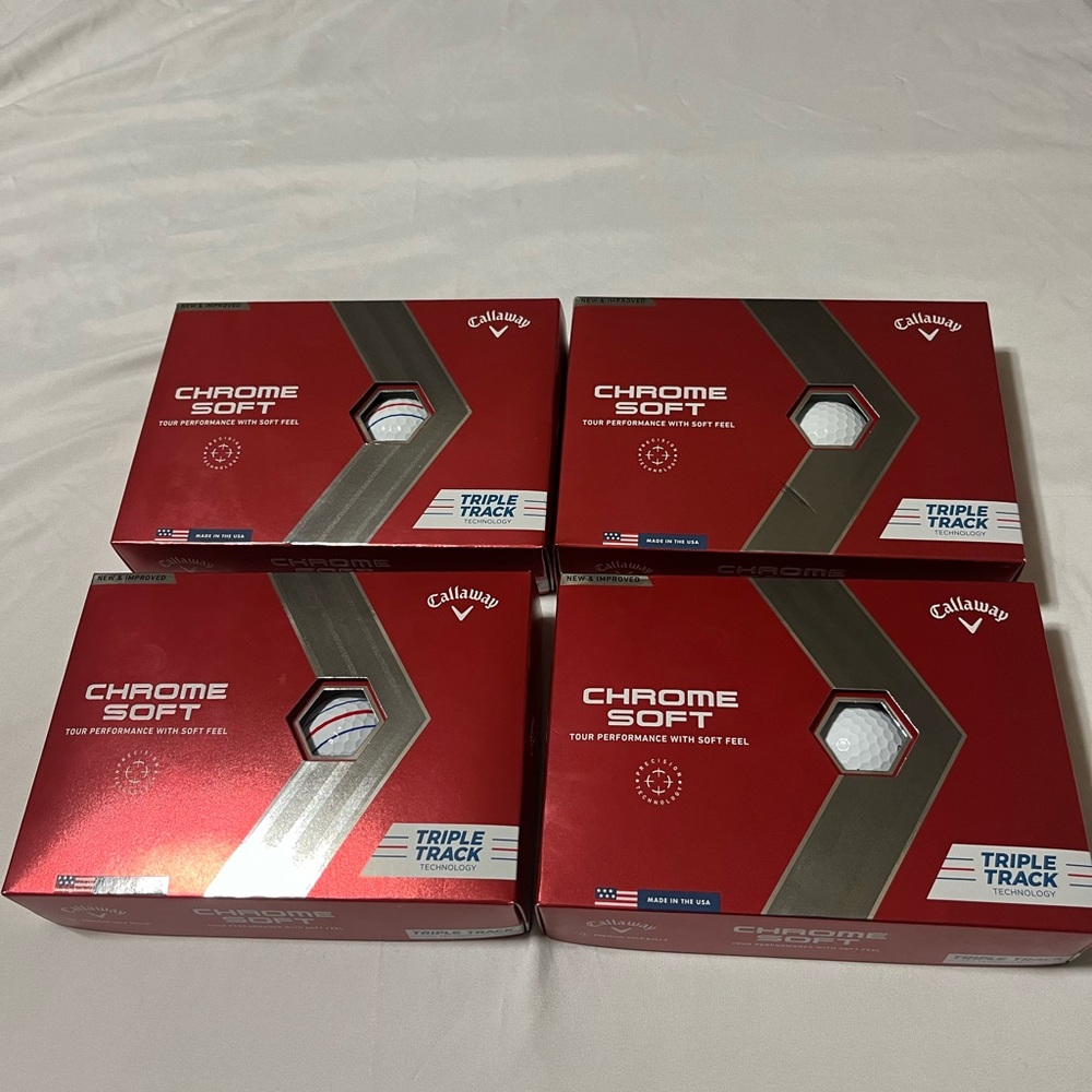 Callaway Chrome Soft Triple Track Golf Balls (4) Dozen 48 Balls, White.
